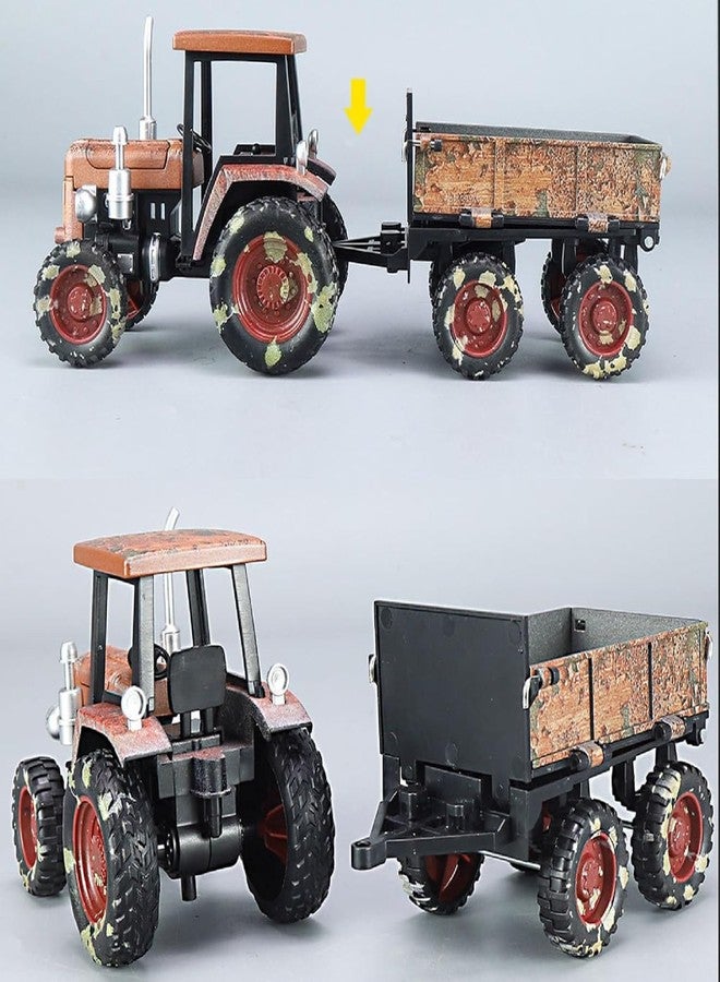Onecado 1:24 Metal Farm Tractor Toy with Tipping Trailer Model Car Diecast Toy Cars for Boys BronzeFarms (ORENGE) - Image 5